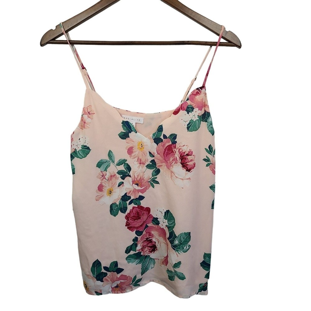Socialite Pink Scallop Floral Cami Small